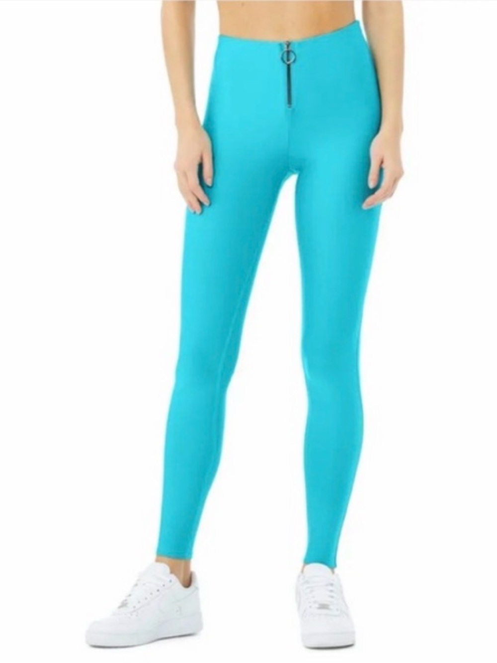 Alo Yoga Bright Aqua High-Rise Airlift Leggings with Front Zip